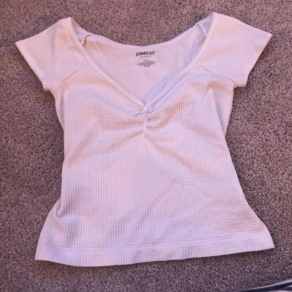 PacSun White Textured V-Neck Tee - Picture 2 of 3